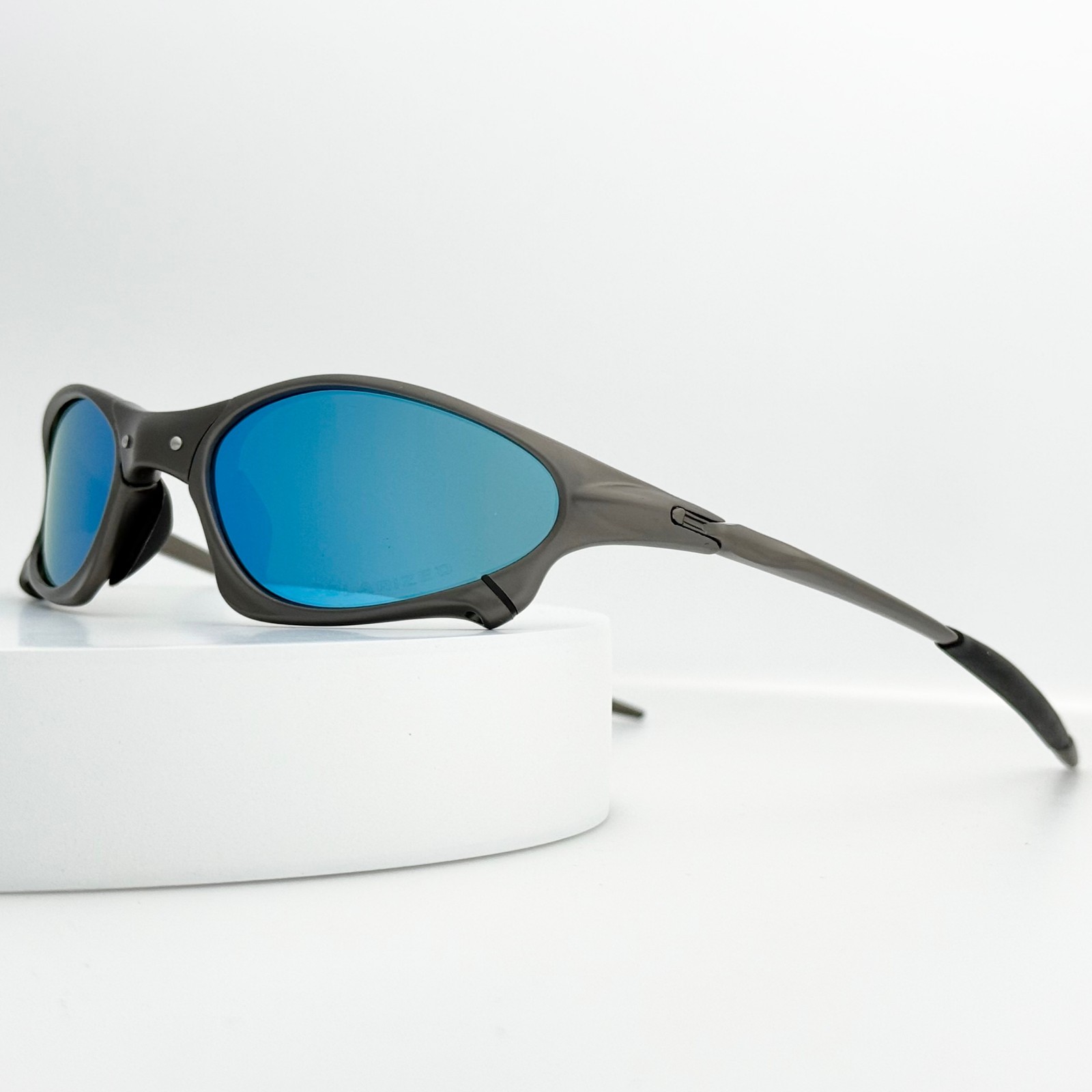 Oakley Penny X-Metal Sunglasses Gunmetal Frame Ice Blue Lens Y2K New